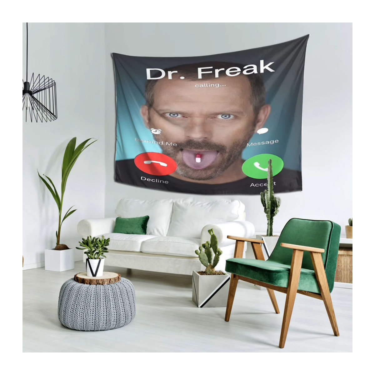 Dr. Freak Haus M.D. Wandteppich aus Polyester mit Porträt-Druck, mehrfarbig, rechteckig, H x B: 60 x 40 cm - Bild 5