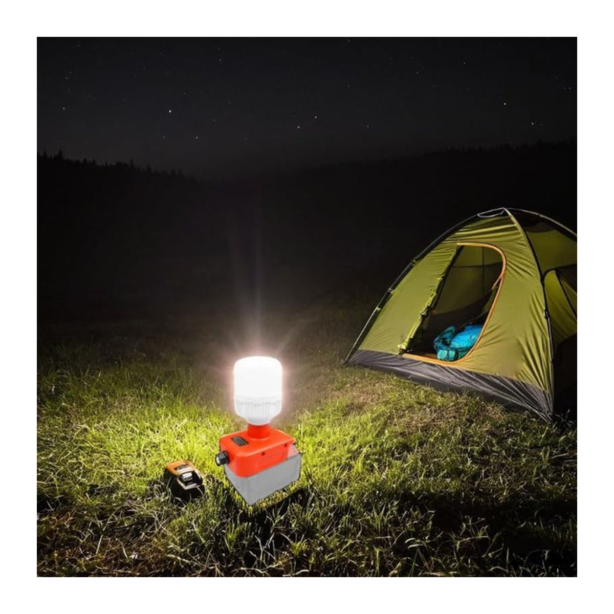 Drahtlose LED-Arbeitsleuchte mit E27-Sockel für DeWalt und andere Akku-Systeme, einstellbare Helligkeit - Bild 1