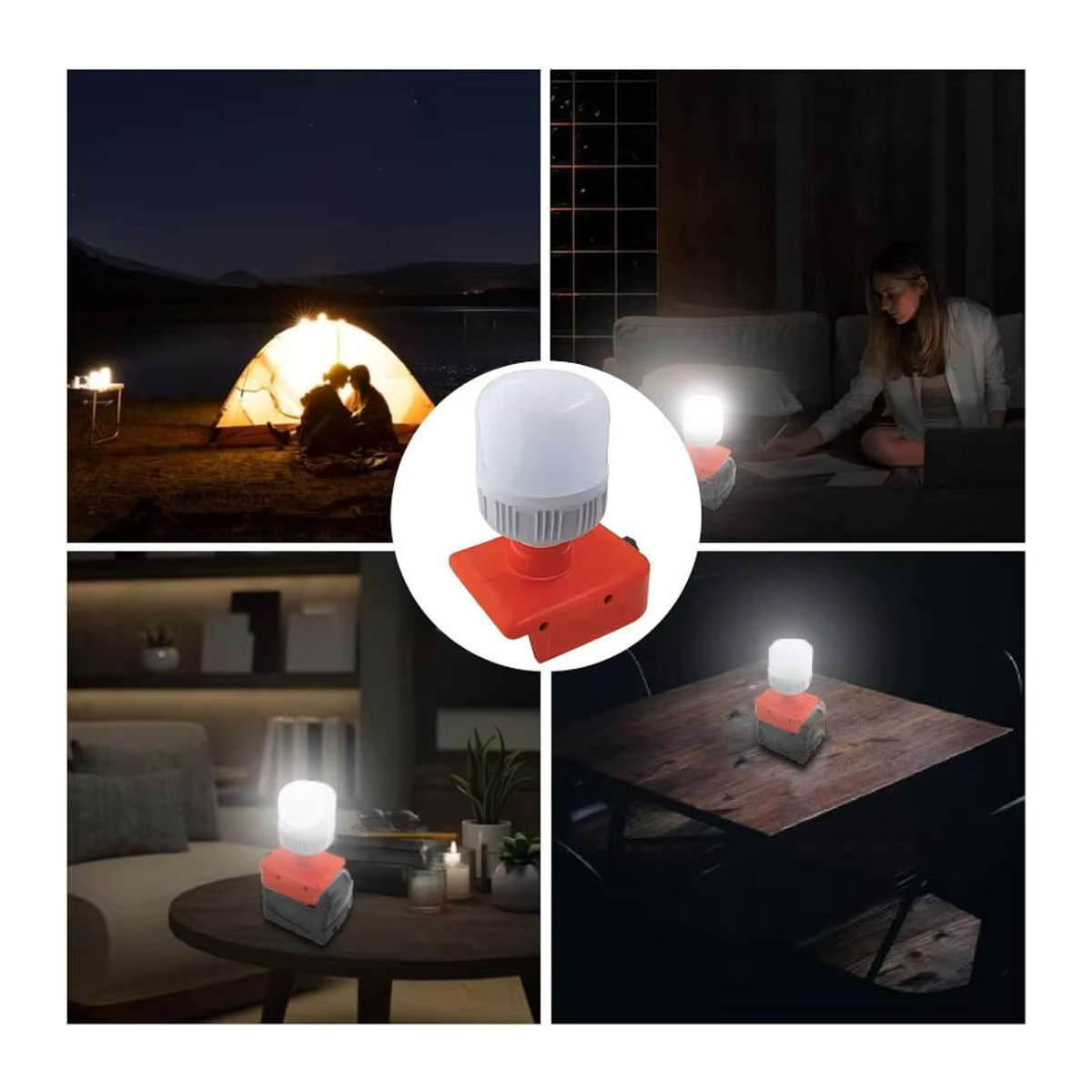 Drahtlose LED-Arbeitsleuchte mit E27-Sockel für DeWalt und andere Akku-Systeme, einstellbare Helligkeit - Bild 6