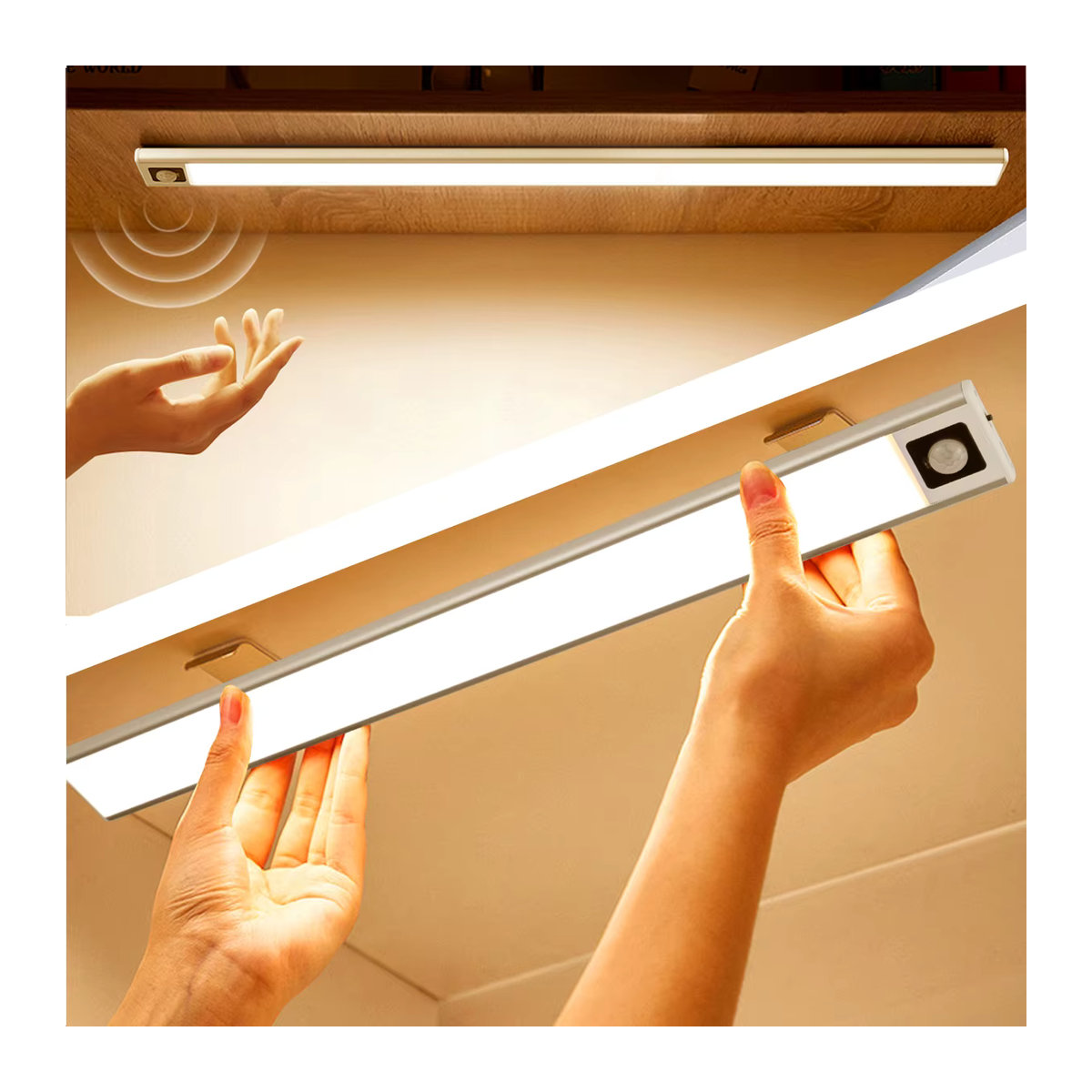 Drahtlose LED-Bewegungssensor Bar Licht in Weiß als magnetisches USB wiederaufladbares Nachtlicht für die Möbelbeleuchtung in der Küche - Bild 2