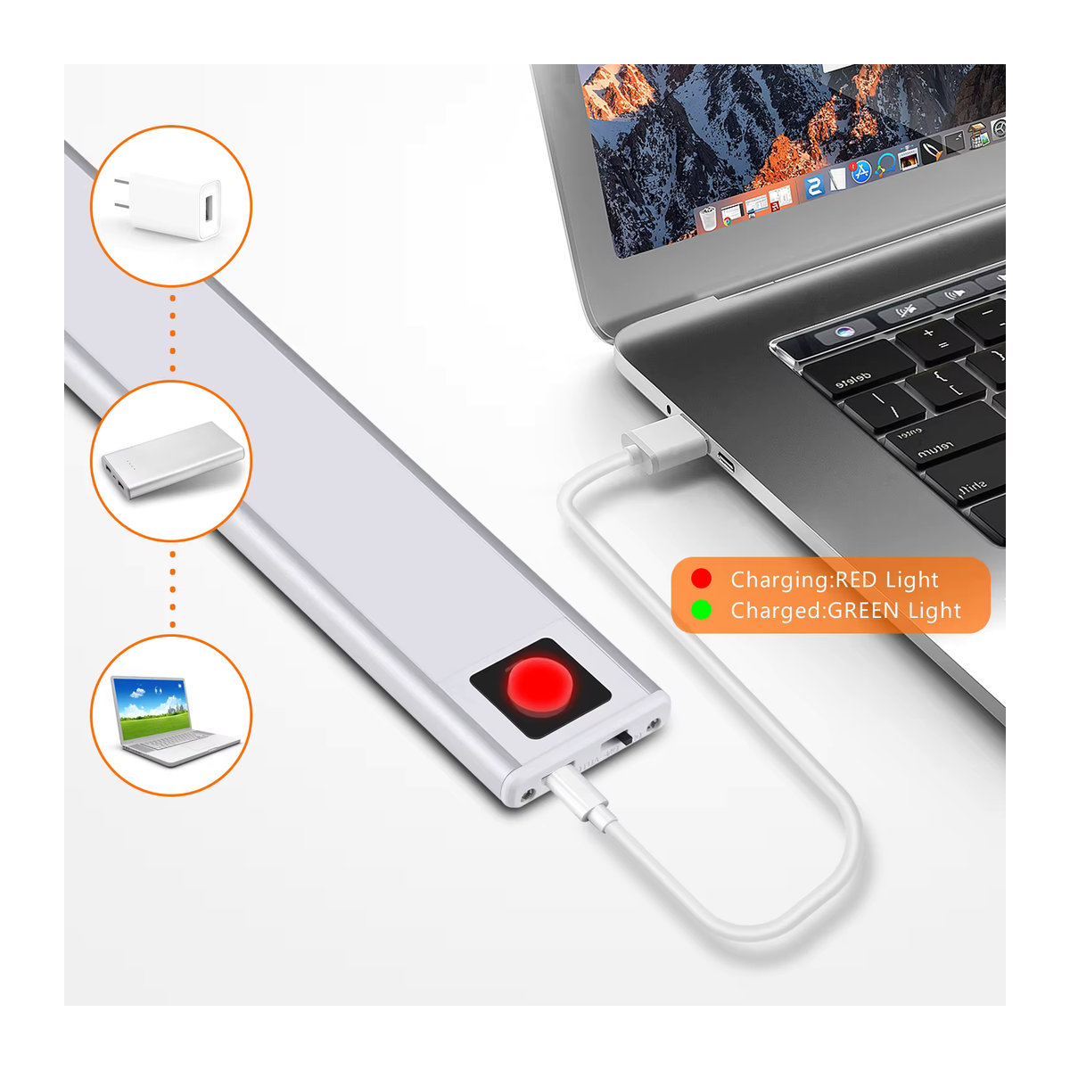 Drahtlose LED-Bewegungssensor Bar Licht in Weiß als magnetisches USB wiederaufladbares Nachtlicht für die Möbelbeleuchtung in der Küche - Bild 3