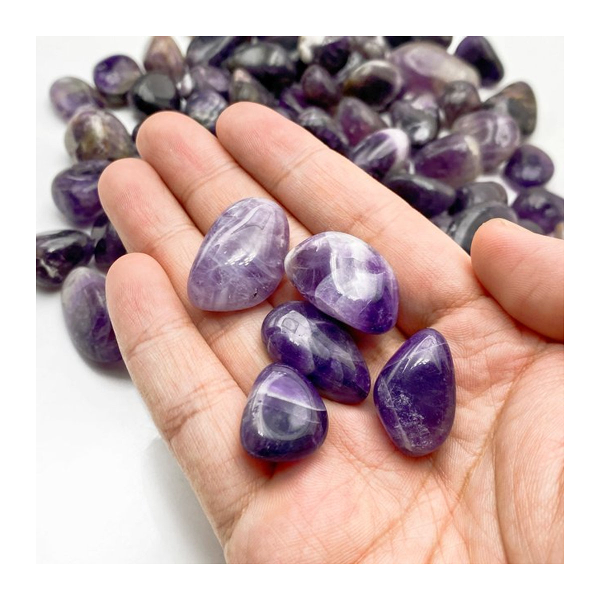 Dream Amethyst Tumble Stones in Lila, 50–100 g, unregelmäßige Dekosteine - Bild 1