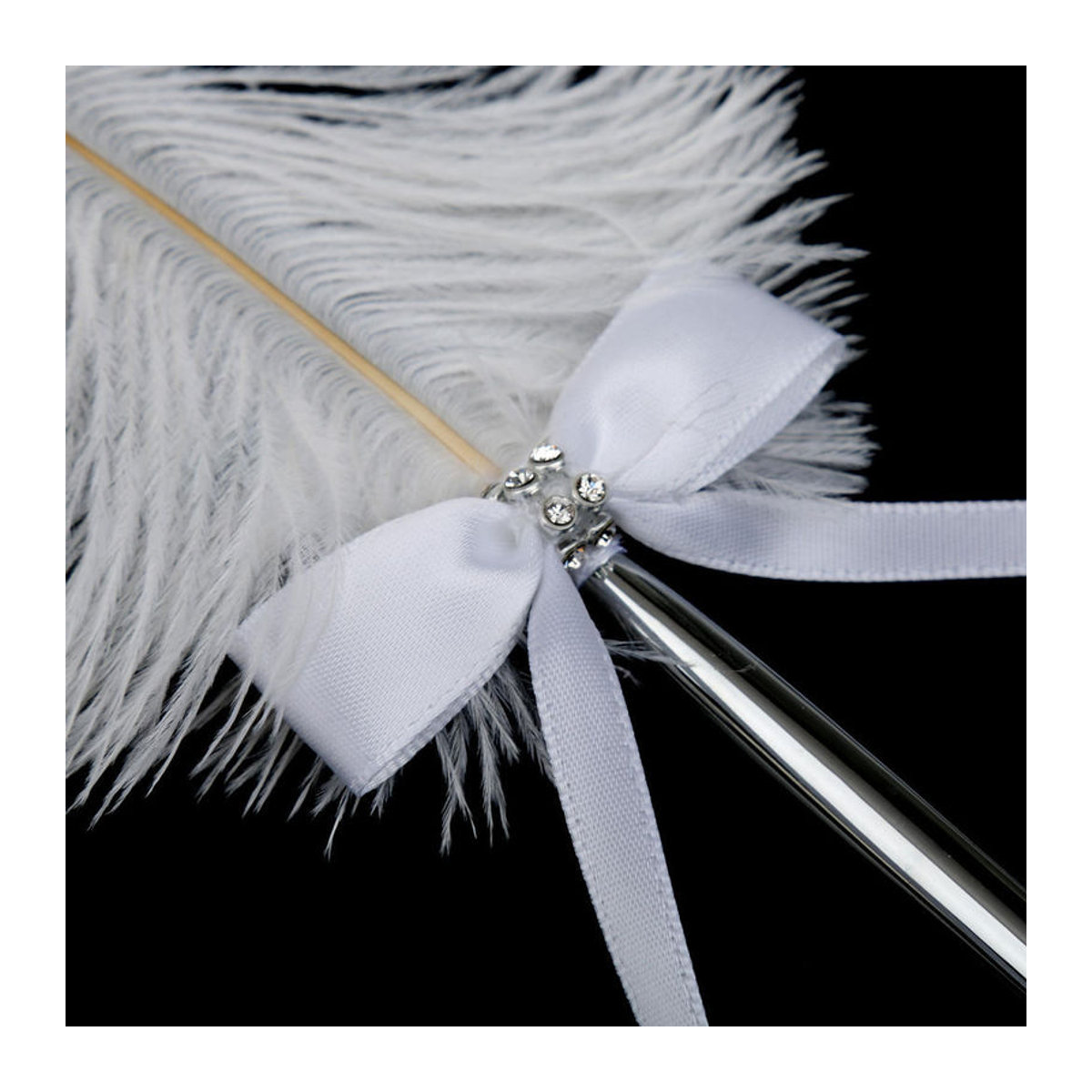 Dream Wedding Gästebuch-Signaturstift aus weißen Straußenfedern mit goldenem Love-Stiftständer in Weiß und Gold - Bild 4