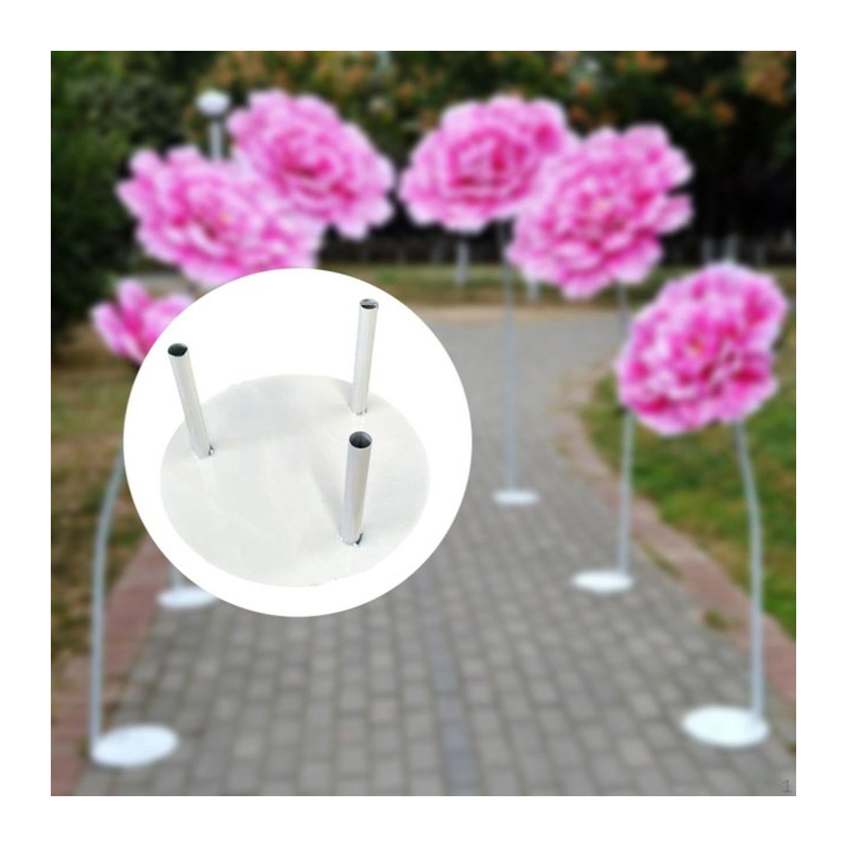 Dream Wedding Trio Blumenständer aus Metall in Weiß für Hochzeit und Weihnachten, freistehend und rund - Bild 1