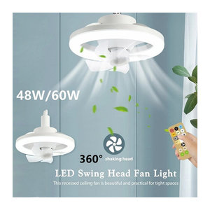 Dreamburgh Deckenventilator mit Leuchte in Weiß, 60W, 3-Gang-Lüfter und Fernbedienung, E27 Fassung, minimalistisches Design