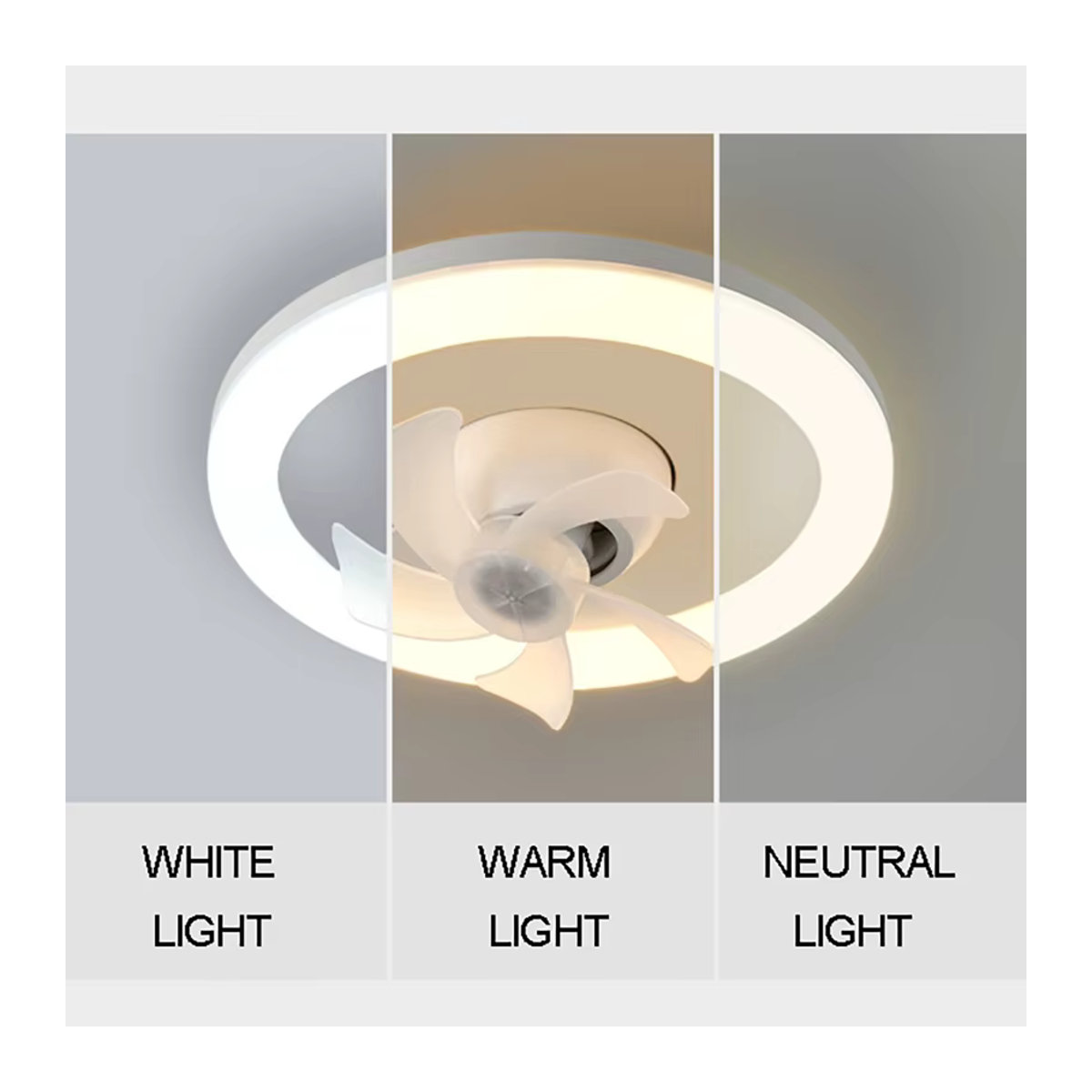 Dreamburgh Deckenventilator mit Leuchte in Weiß, 60W, 3-Gang-Lüfter und Fernbedienung, E27 Fassung, minimalistisches Design - Bild 4