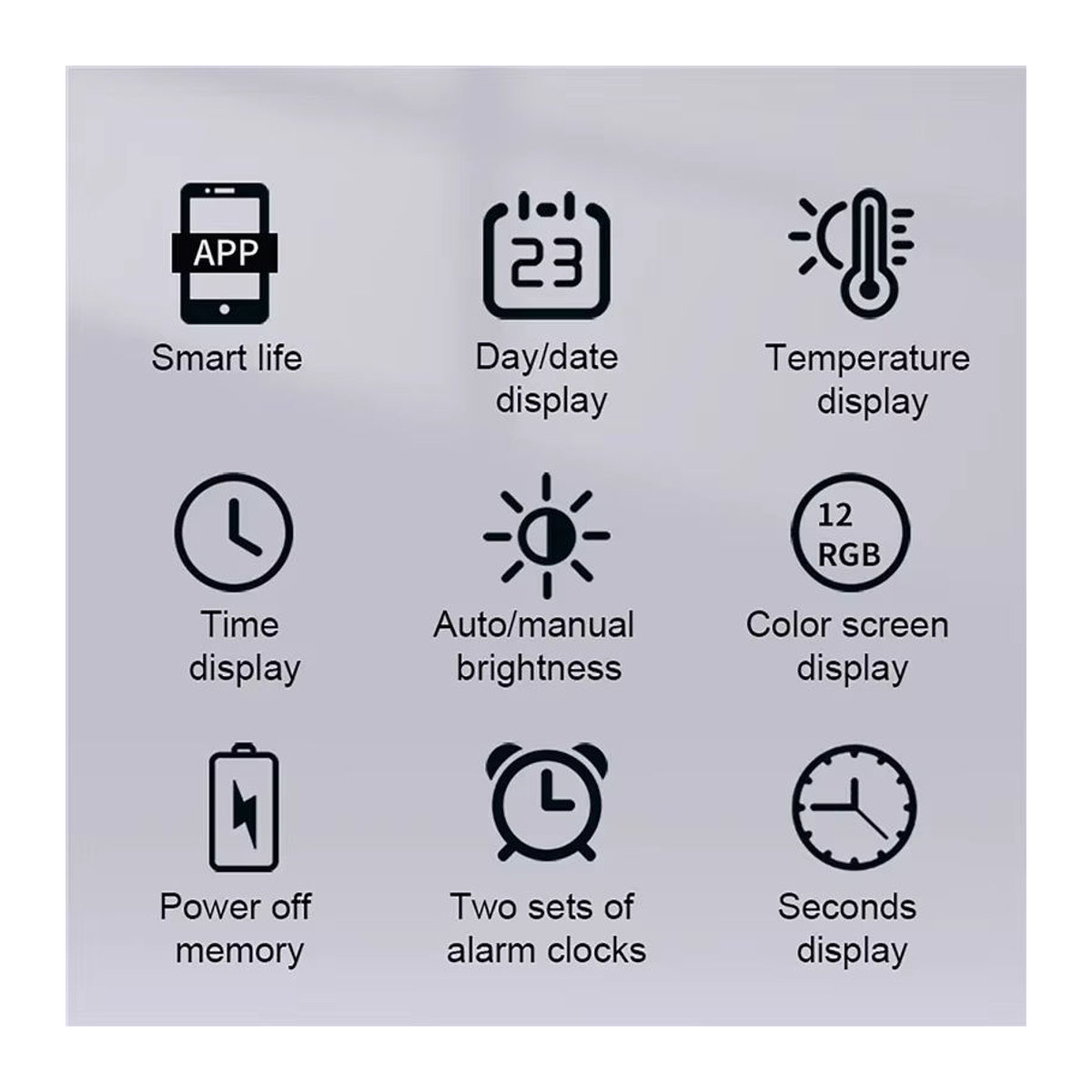 Dreamburgh Digitale LED-Wanduhr in Schwarz mit Wifi-App-Steuerung, Temperaturanzeige und Datumsanzeige - Bild 4