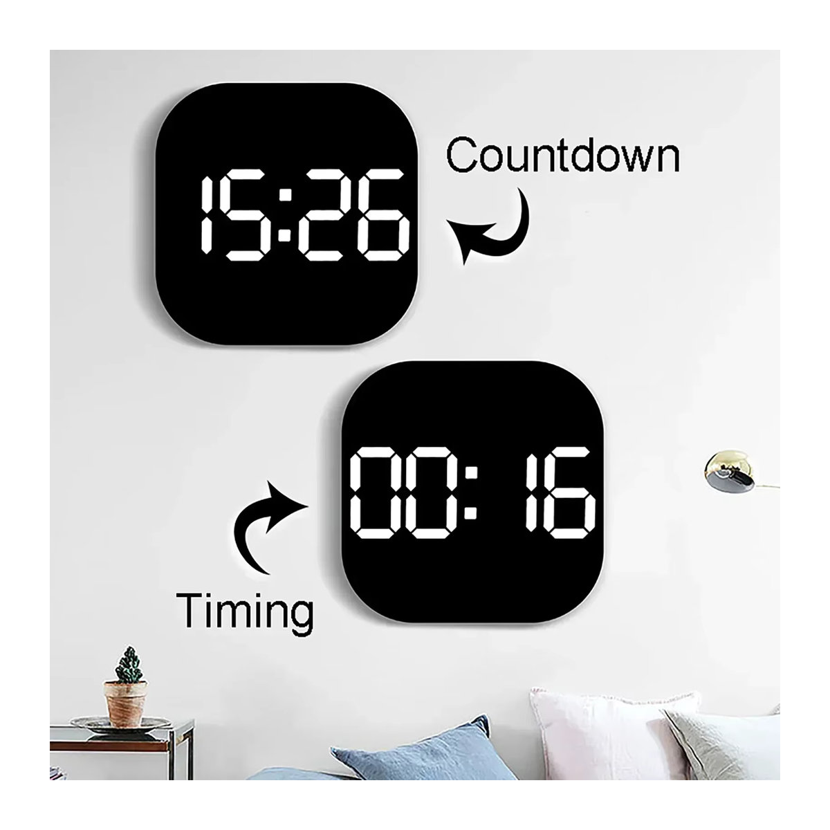 Dreamburgh LED Digitale Wanduhr mit Fernbedienung, Temperatur und Datumsanzeige, Schwarz/Mehrfarbig - Bild 4