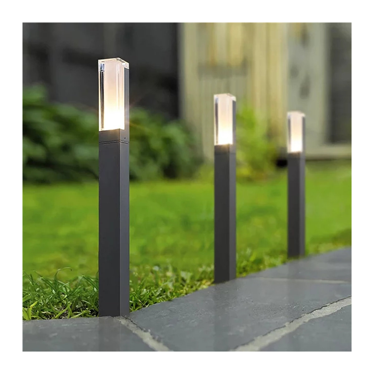 Dreamburgh LED Pollerleuchte aus Aluminium in Anthrazit, Quadratische Gartenleuchte für Außenbereiche, H x B x T: 40 x 27 x 27 cm - Bild 1
