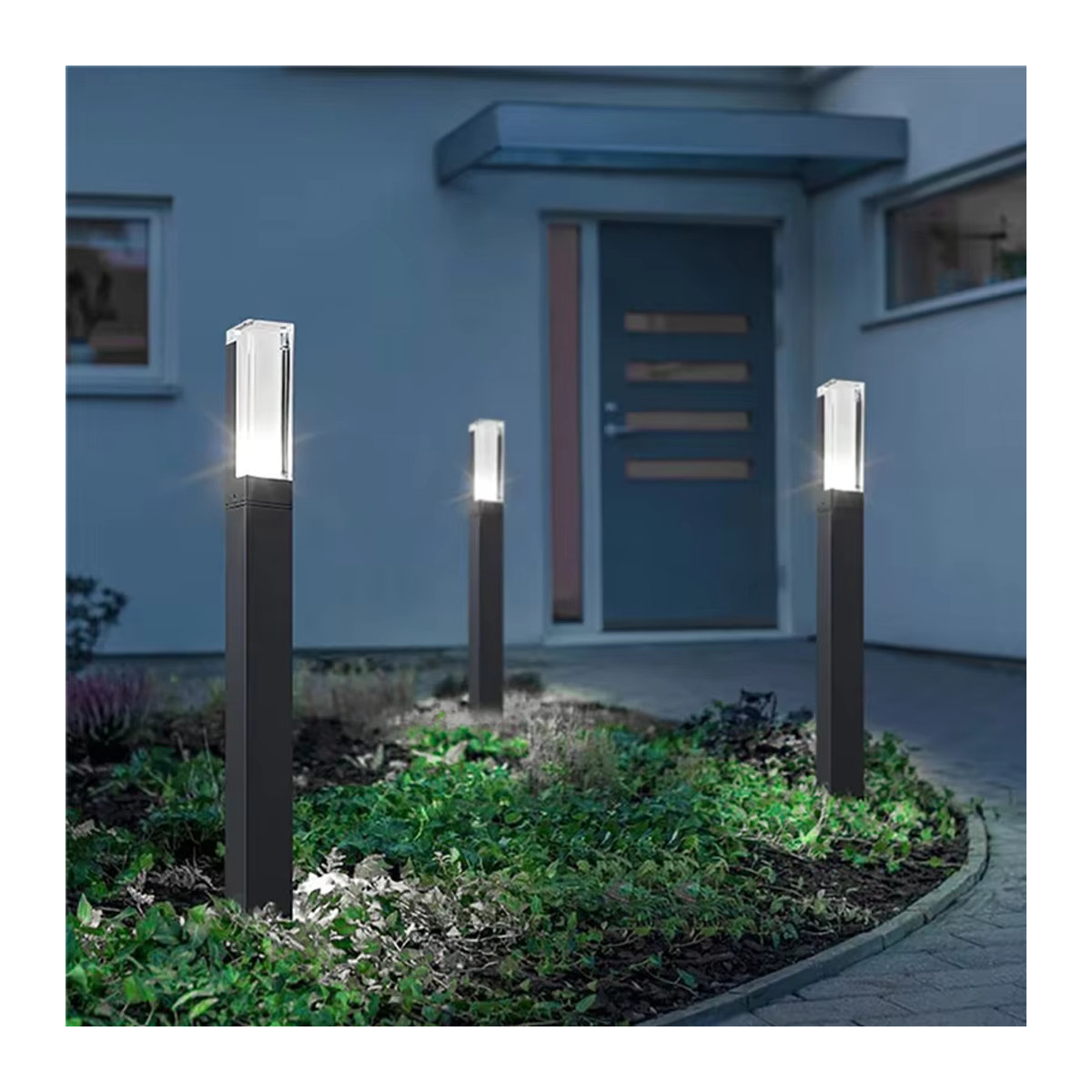 Dreamburgh LED Pollerleuchte aus Aluminium in Anthrazit, Quadratische Gartenleuchte für Außenbereiche, H x B x T: 40 x 27 x 27 cm - Bild 4