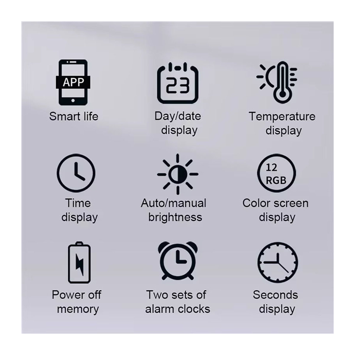 Dreamburgh RGB LED Digitale Wanduhr mit Wifi App-Steuerung, Temperatur- und Datumsanzeige, moderner Wecker in Schwarz, rund und multifunktional - Bild 5
