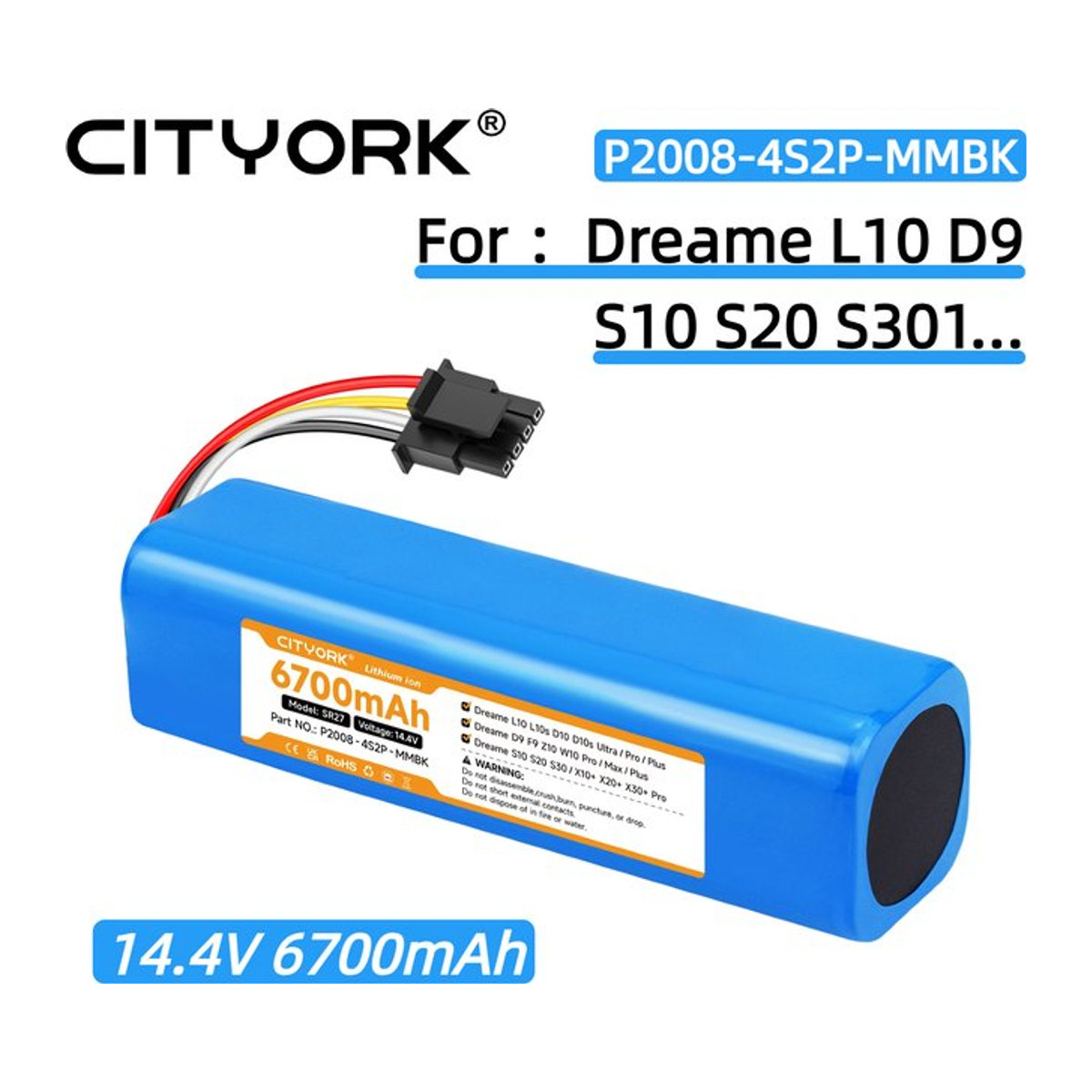 Dreame Ersatzakku 14,4V in Blau für Saugroboter L10 D10 Ultra Pro Plus D9 F9 Z10 W10 Pro Max Plus S10 S20 S30 X10+ X20+ - Bild 1