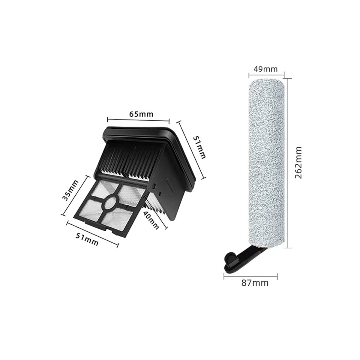 Dreame Ersatzteil-Set für Nass-Trocken-Staubsauger H12 Pro H12 Plus H12 Pro Plus Mix H12 Dual mit Roller und HEPA-Filter in Schwarz/Weiß - Bild 2