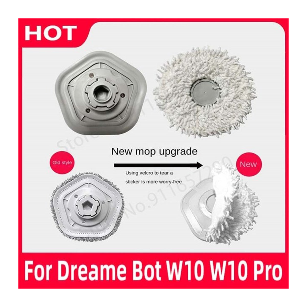 Dreame Ersatzteile Set für Bot W10 und W10 Pro mit Mopp-Pads, Wischtüchern und Mopp-Halterungen in Weiß - Bild 1