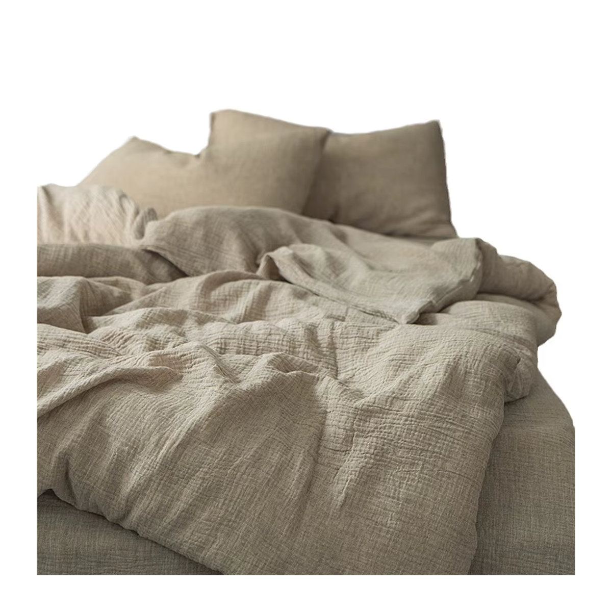 Dreamreal Bettwäsche-Set aus Baumwolle und Leinen mit Bettbezug, Flachbettlaken und Kissenbezügen in Braun und Beige - Bild 6