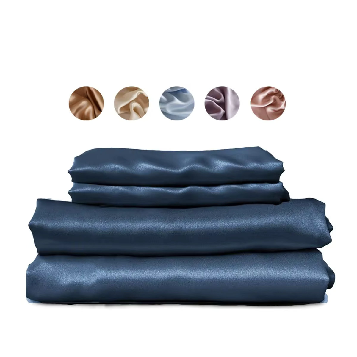 Dreamreal Luxuriöses Maulbeerseide Bettwäsche-Set aus 100% Seide mit Spannbettlaken und Kissenbezügen in Grau und Blau - Bild 5