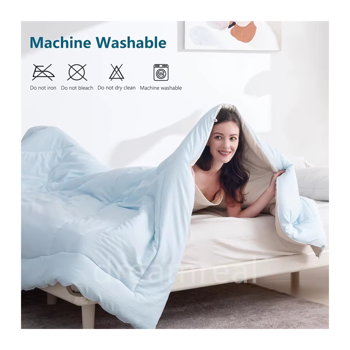 Dreamreal Reversible Kühldecke in Grau und Weiß, gesteppte Sommerdecke mit kühlendem Gewebe, waschbar und hautfreundlich - Bild 4