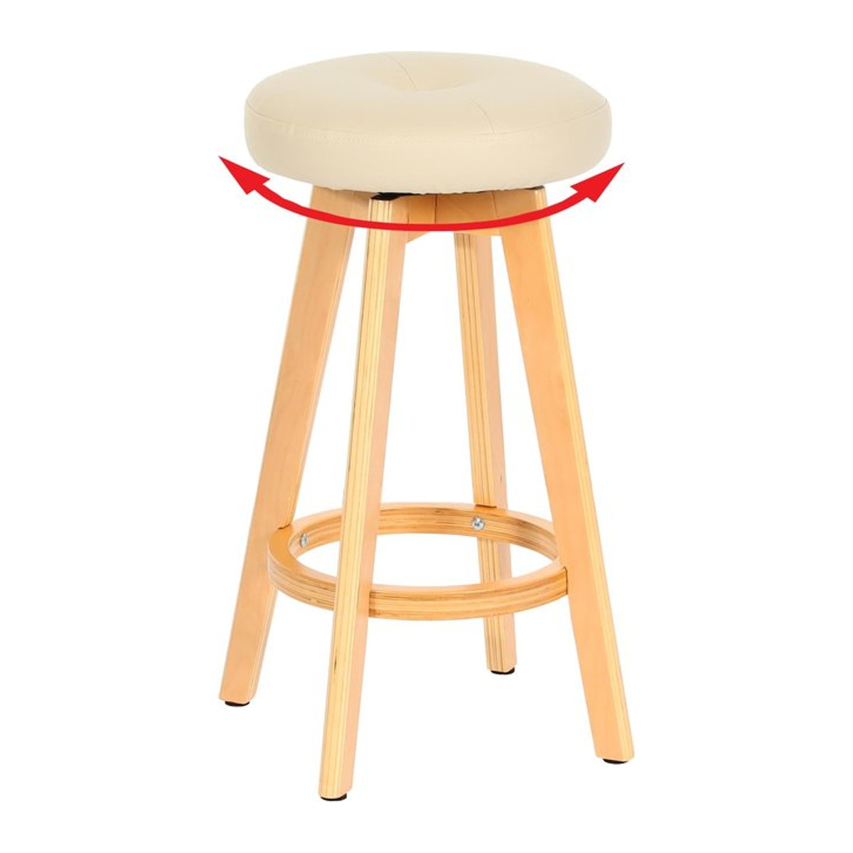 Drehbarer Barhocker Boras von MCW aus Holz und Kunstleder in Beige im skandinavischen Design - Bild 1