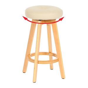 Drehbarer Barhocker Boras von MCW aus Holz und Kunstleder in Beige im skandinavischen Design
