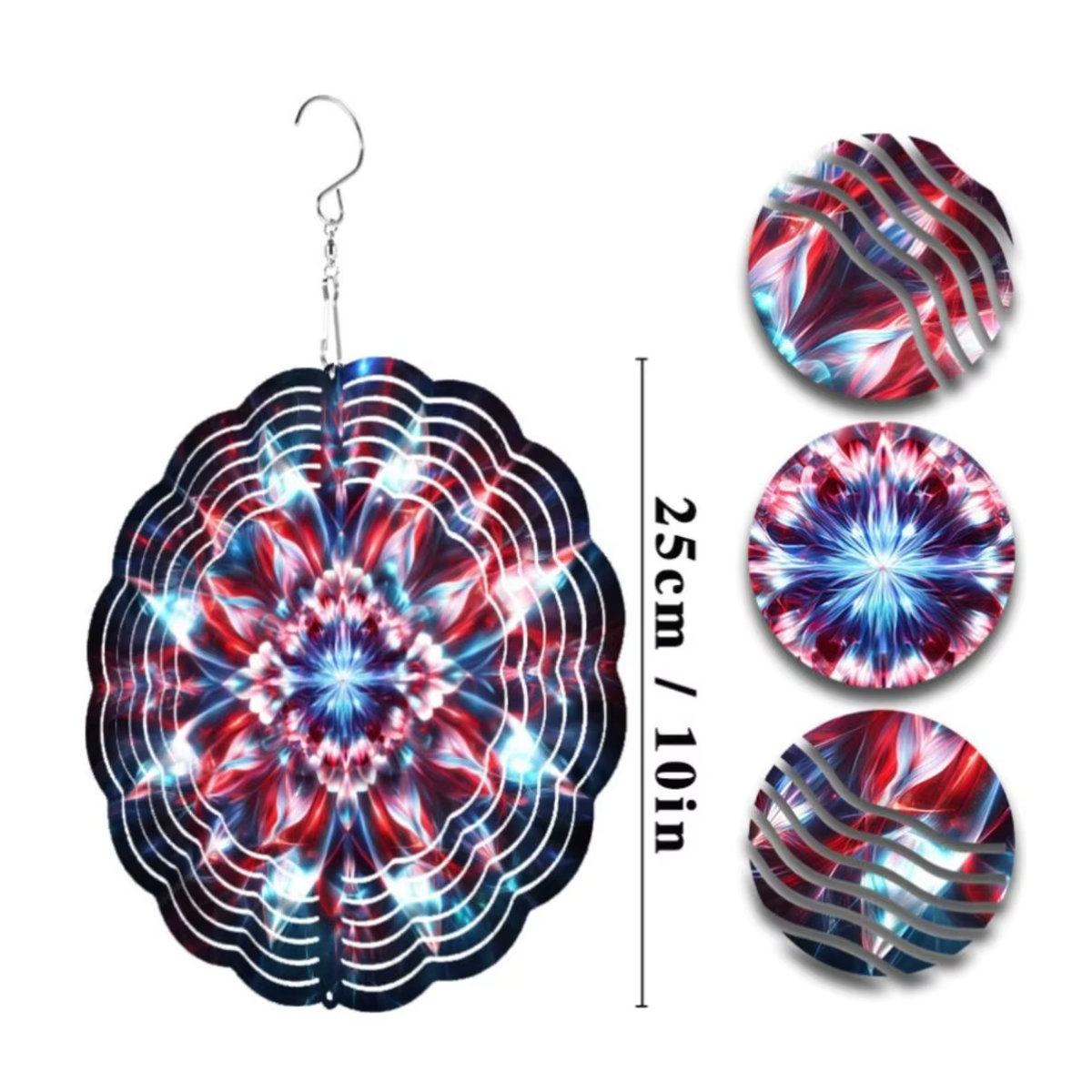 Drehbares Mandala-Windspiel aus Metall von CIFBUY in Bunt für Garten und Balkon - Bild 3