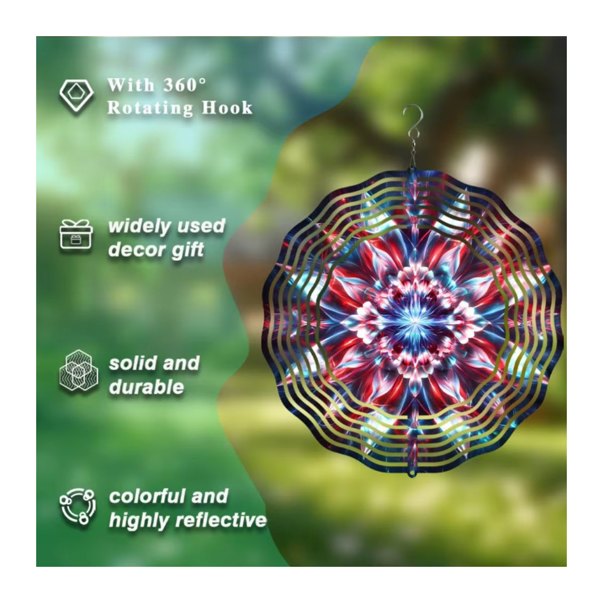 Drehbares Mandala-Windspiel aus Metall von CIFBUY in Bunt für Garten und Balkon - Bild 5