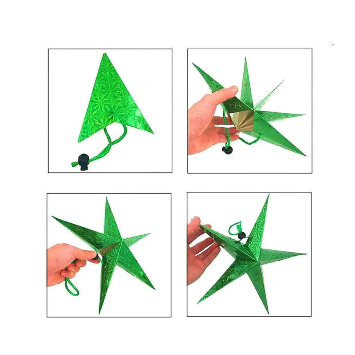 Dreidimensionaler Weihnachtsstern aus Papier als hängendes Ornament in Blau und Mehrfarbig, Durchmesser: 30 cm - Bild 4