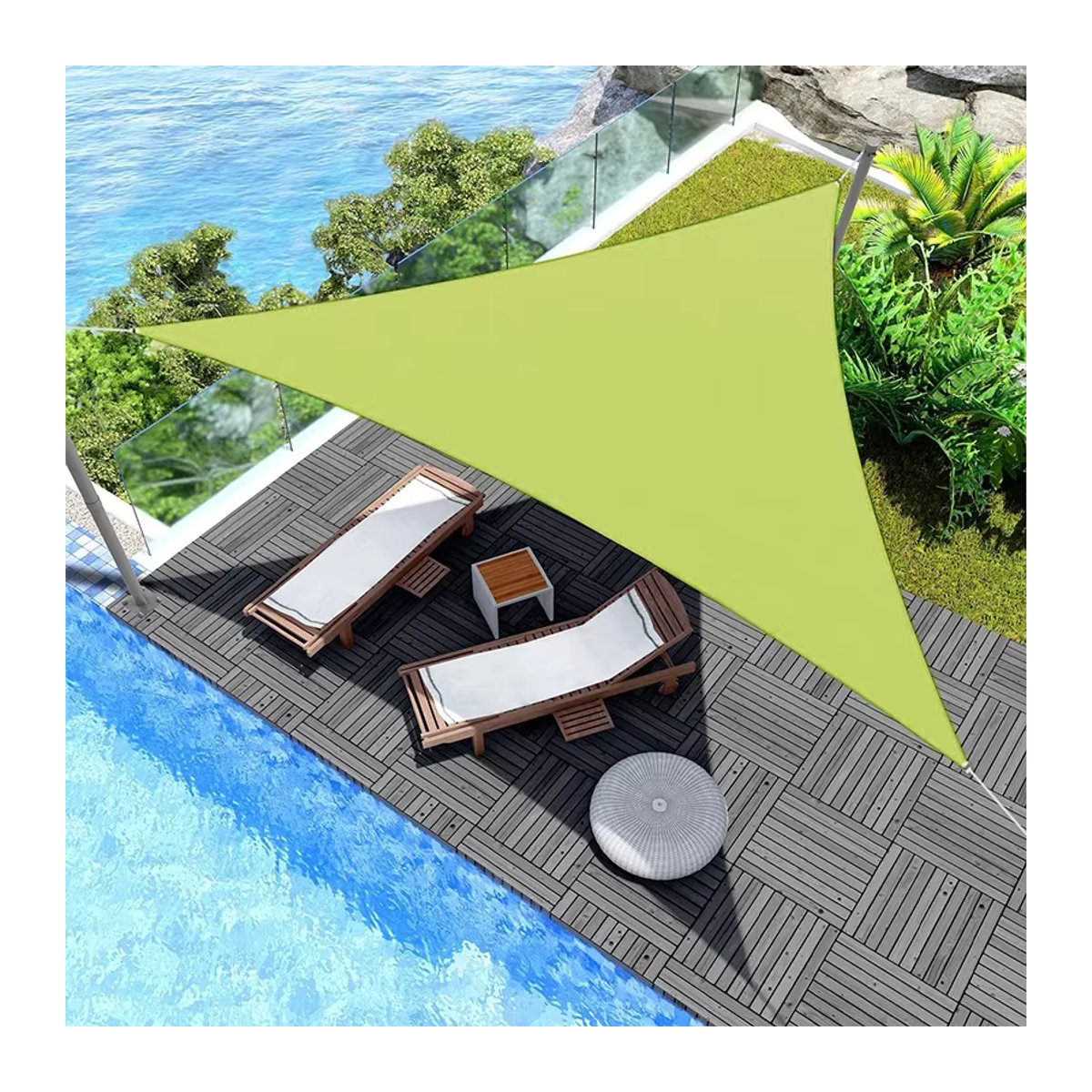 Dreieckiges Sonnensegel aus wasserdichtem Stoff für Outdoor-Aktivitäten im Hinterhof, B/T/H: 3 x 3 x 3 m - Bild 2