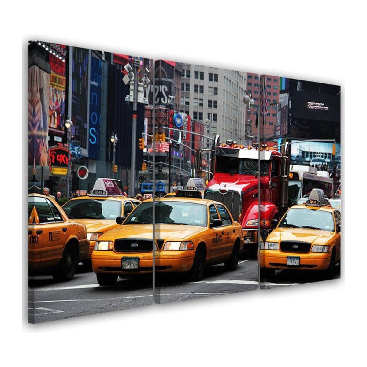 Dreiteiliger Leinwanddruck Feeby Taxi Times Square New York mehrfarbig B/H: 60 x 40 cm - Bild 1