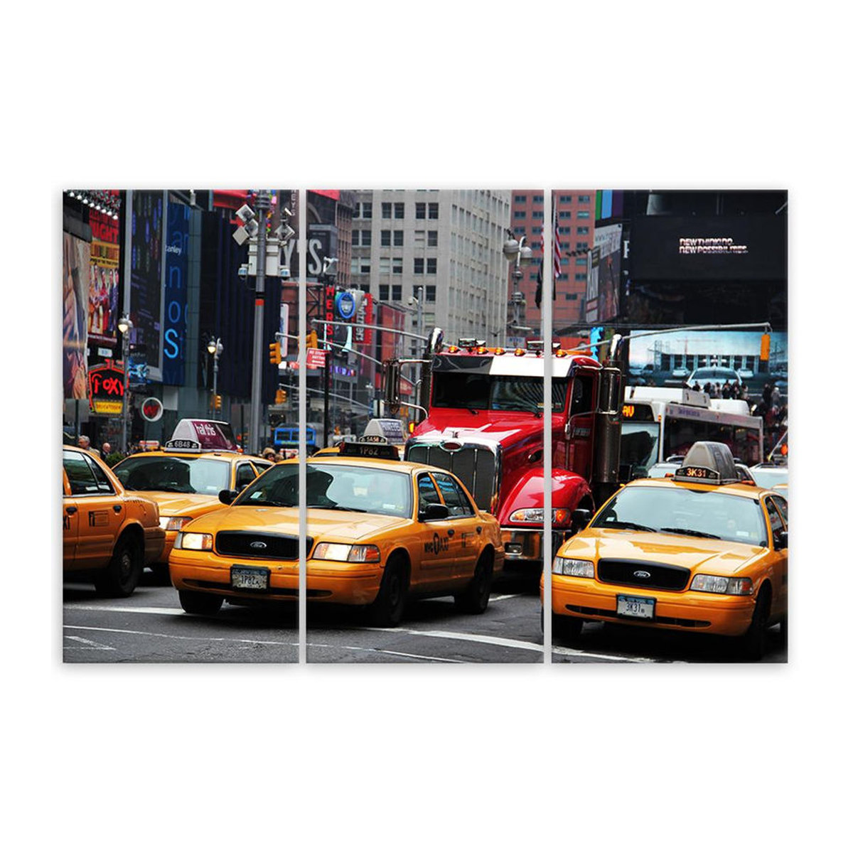 Dreiteiliger Leinwanddruck Feeby Taxi Times Square New York mehrfarbig B/H: 60 x 40 cm - Bild 2