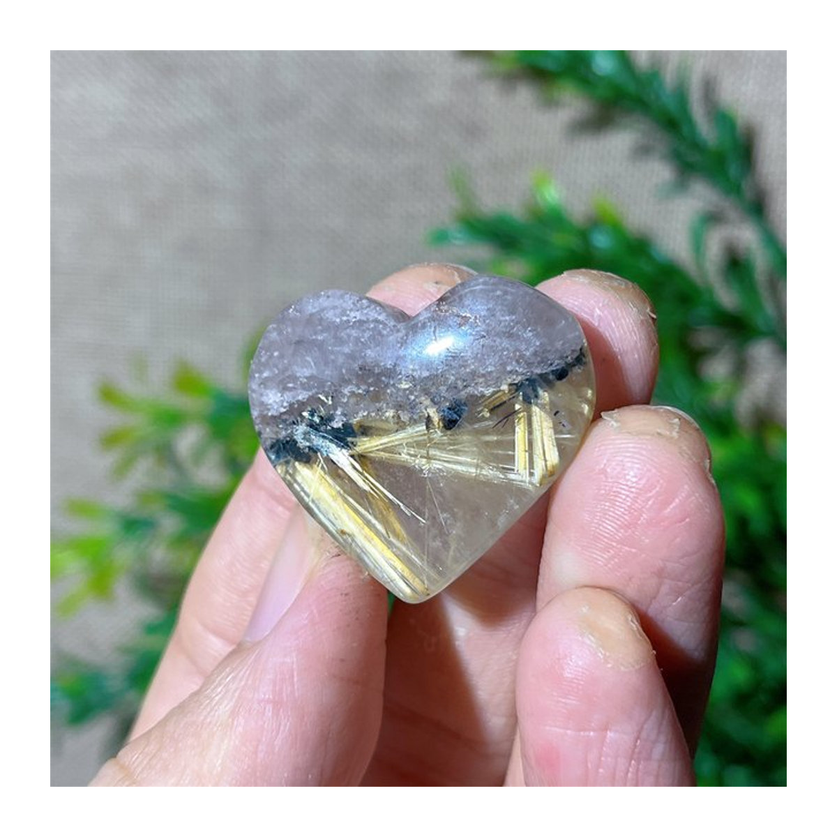 DriB Gold Rutil Quarz Mini Herz aus Naturkristall in Gold und Mehrfarbig - Bild 1