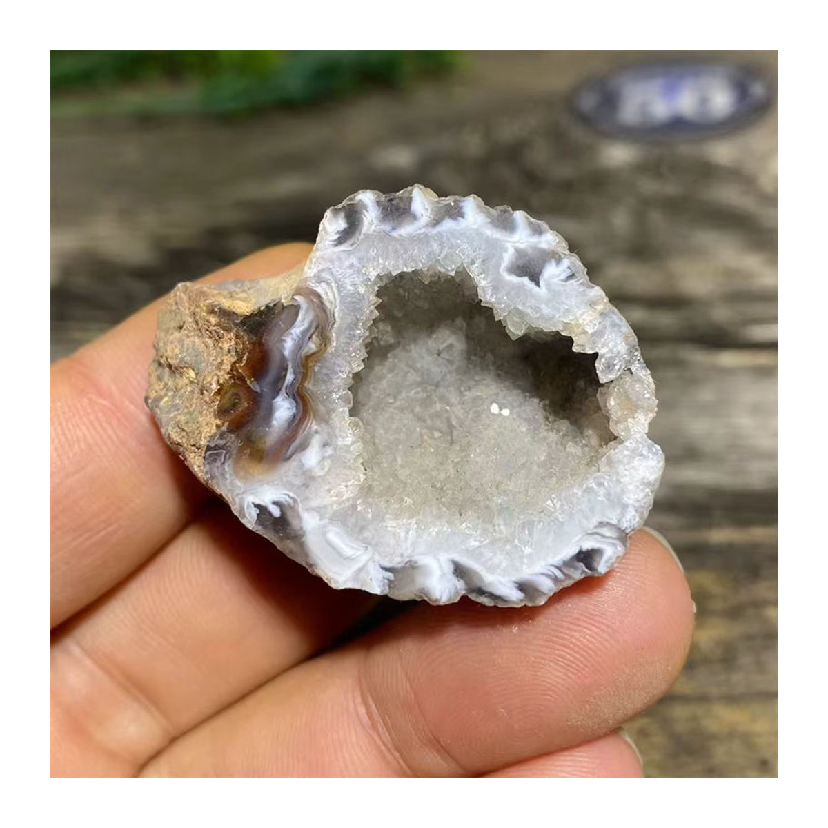 DriB Natürlicher Geode-Druzy-Kristall-Achat in Mehrfarbig als Dekorationsobjekt und Mineral für Reiki und Heilung - Bild 2