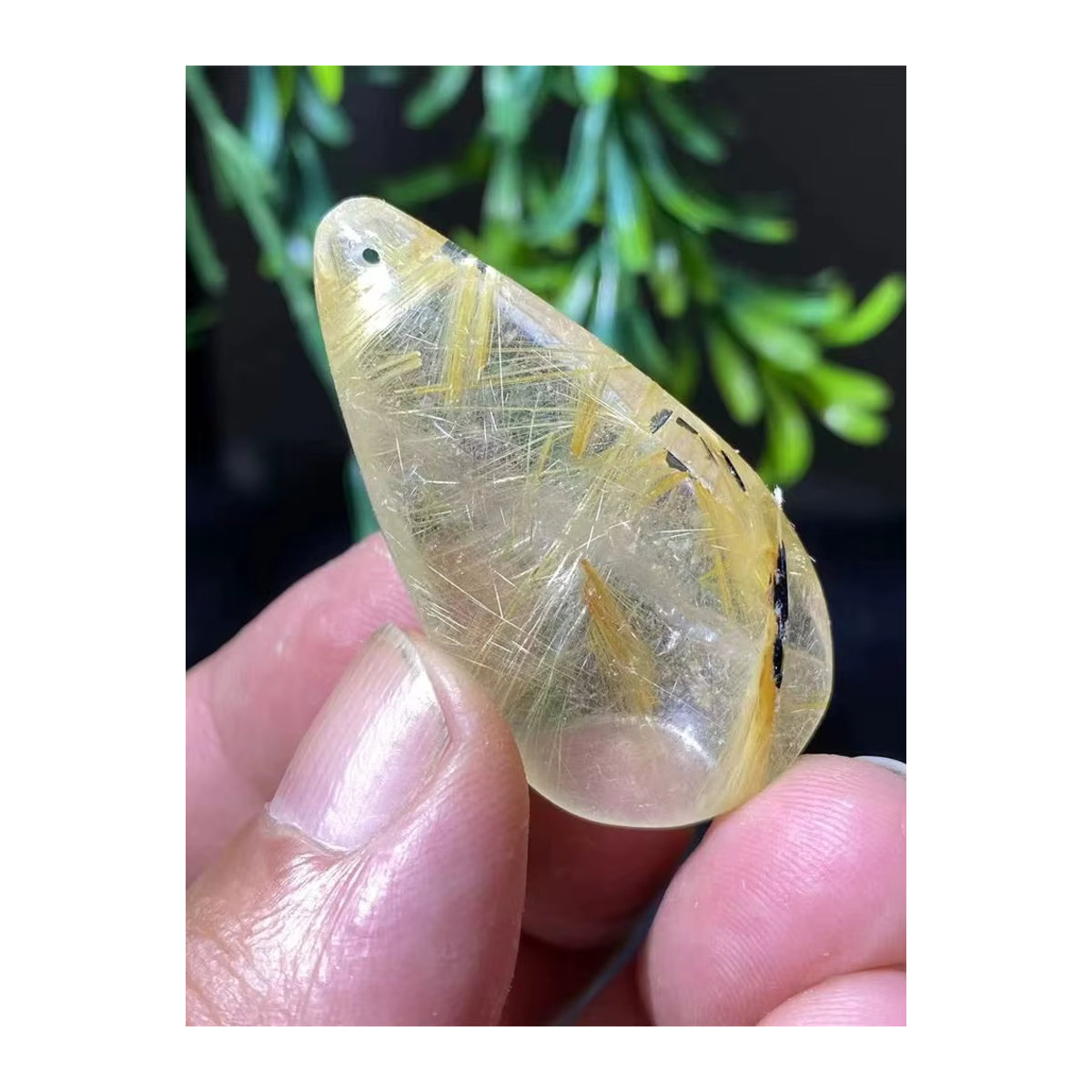 DriB Natürlicher Kristall Anhänger aus Rutil Gold und Baby Quarz in Transparent, unregelmäßige Form für Reiki und Heilung - Bild 4