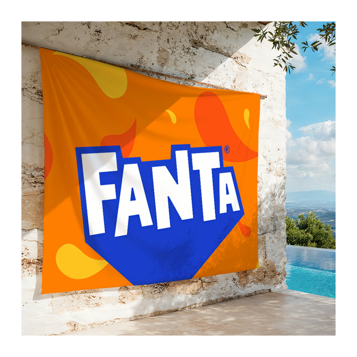 Drink Fashion F-Fanta Flagge mehrfarbig aus Textil für Wohnzimmer, Bar und Garten - Bild 1