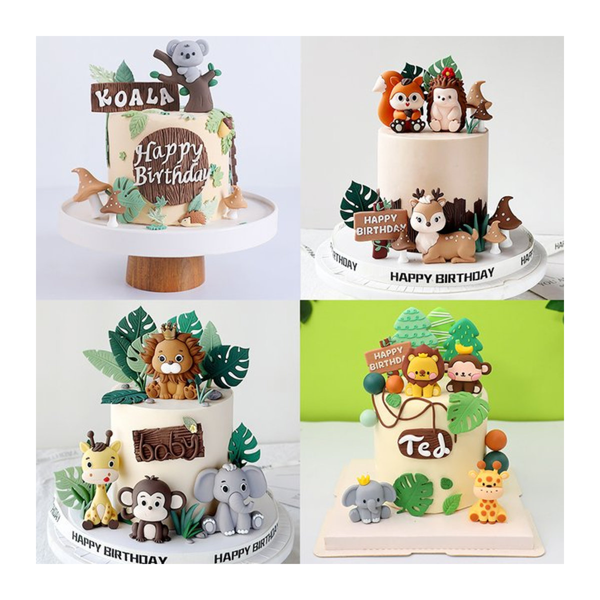 Dschungel Tier Kuchen Topper Set mit Safari Tieren und Palmblättern für Kindergeburtstage und Wild One Partys, mehrfarbig - Bild 1