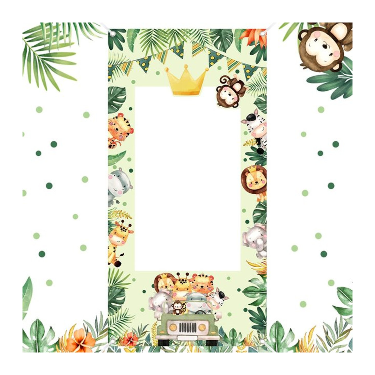 Dschungel Tiere Photo Booth Rahmen aus Papier für Kindergeburtstage und Babypartys, mehrfarbig - Bild 1