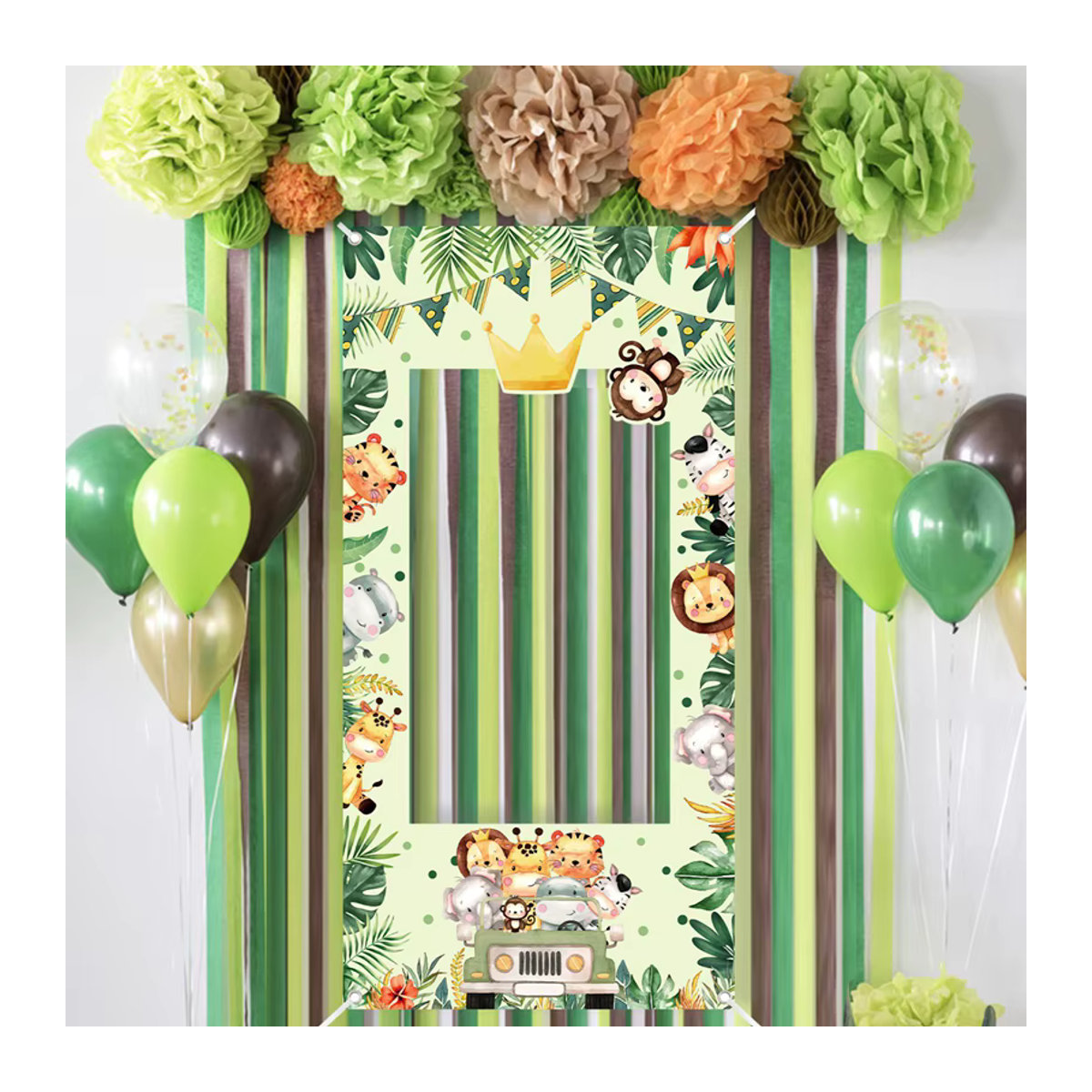 Dschungel Tiere Photo Booth Rahmen aus Papier für Kindergeburtstage und Babypartys, mehrfarbig - Bild 2