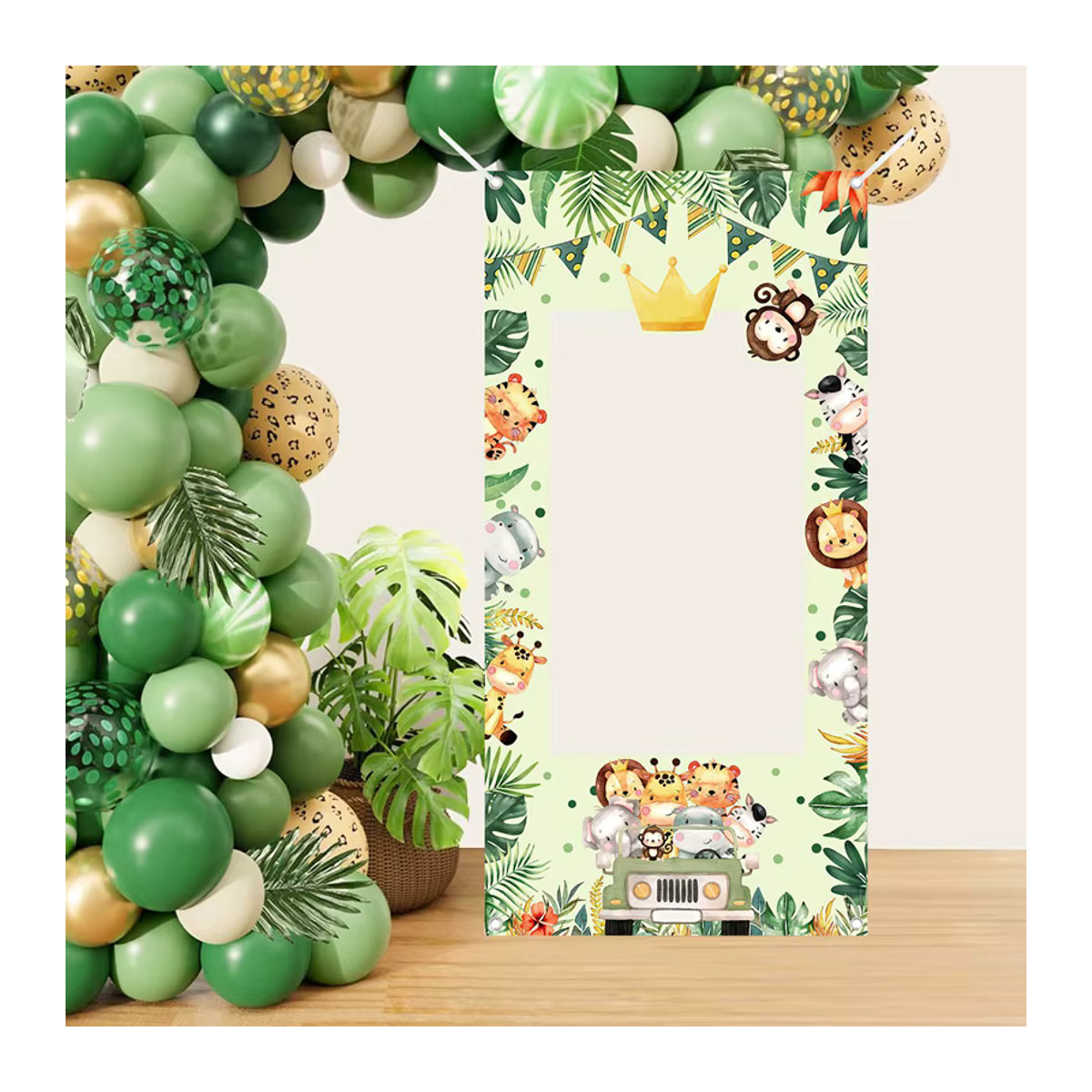 Dschungel Tiere Photo Booth Rahmen aus Papier für Kindergeburtstage und Babypartys, mehrfarbig - Bild 4