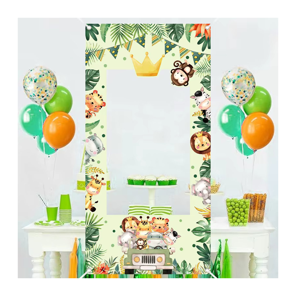 Dschungel Tiere Photo Booth Rahmen aus Papier für Kindergeburtstage und Babypartys, mehrfarbig - Bild 5