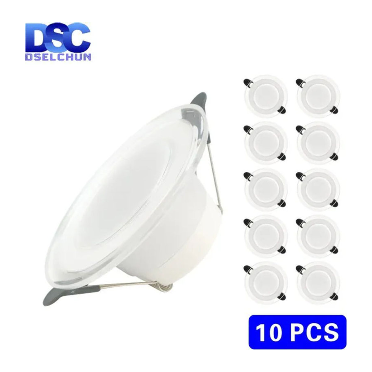 DSELCHUN 10er Set LED Einbaustrahler 6W Runde Downlights in Weiß mit 3 veränderbaren Lichtfarben für die Innenbeleuchtung - Bild 1