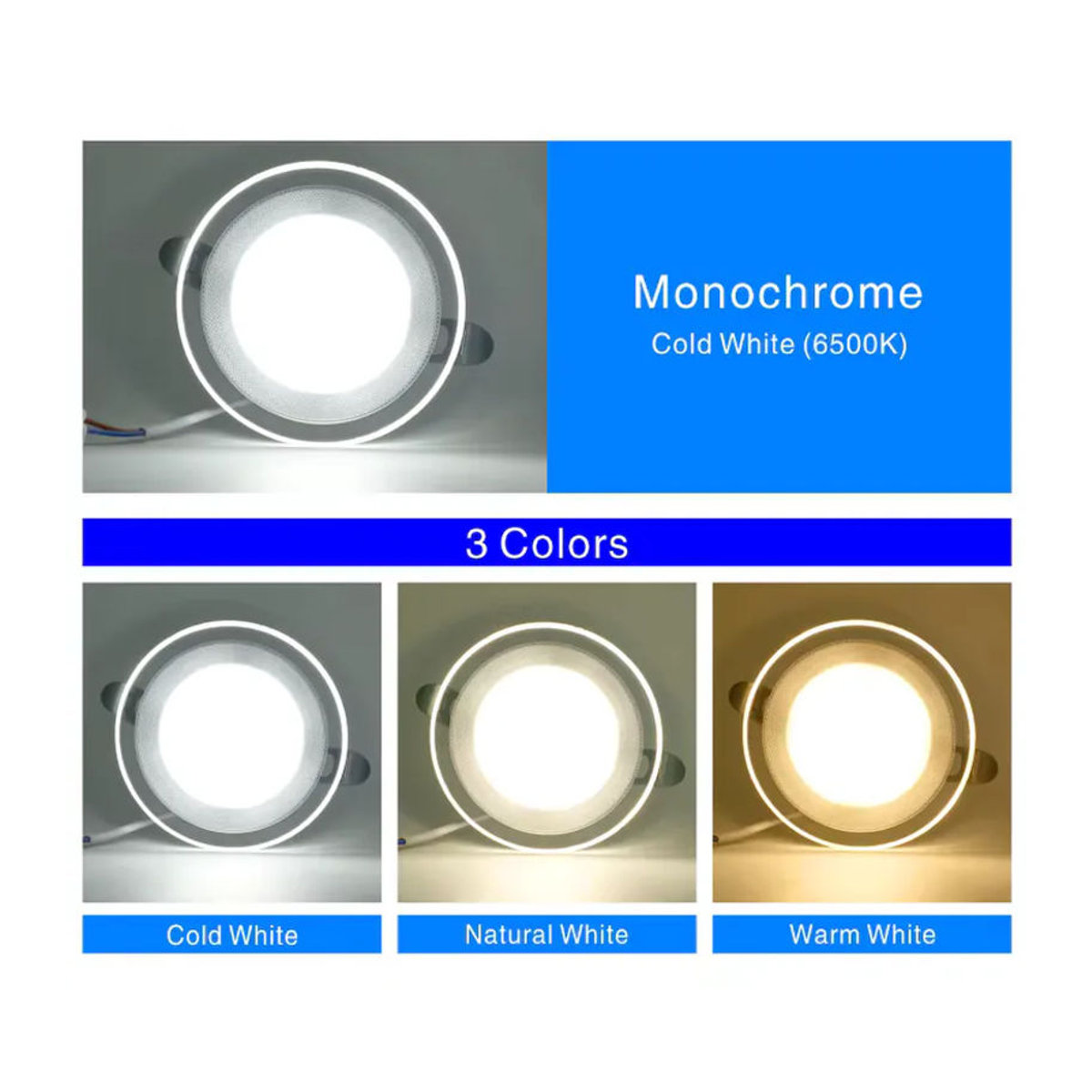 DSELCHUN 10er Set LED Einbaustrahler 6W Runde Downlights in Weiß mit 3 veränderbaren Lichtfarben für die Innenbeleuchtung - Bild 2