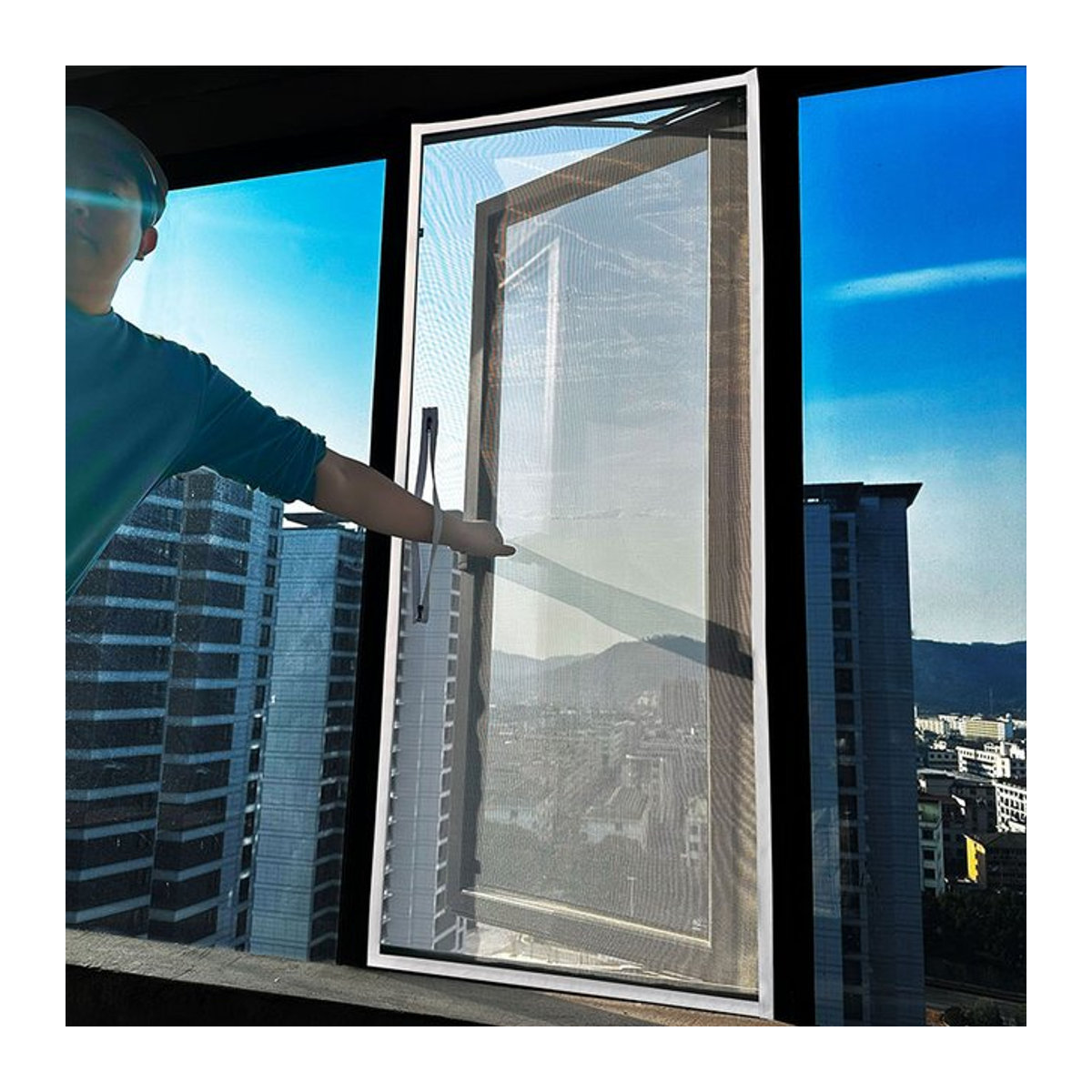 DTGJ Moskitonetz-Fenstergitter mit Reißverschlussgriff aus weißem Tüll und Fiberglas, rechteckig - Bild 1