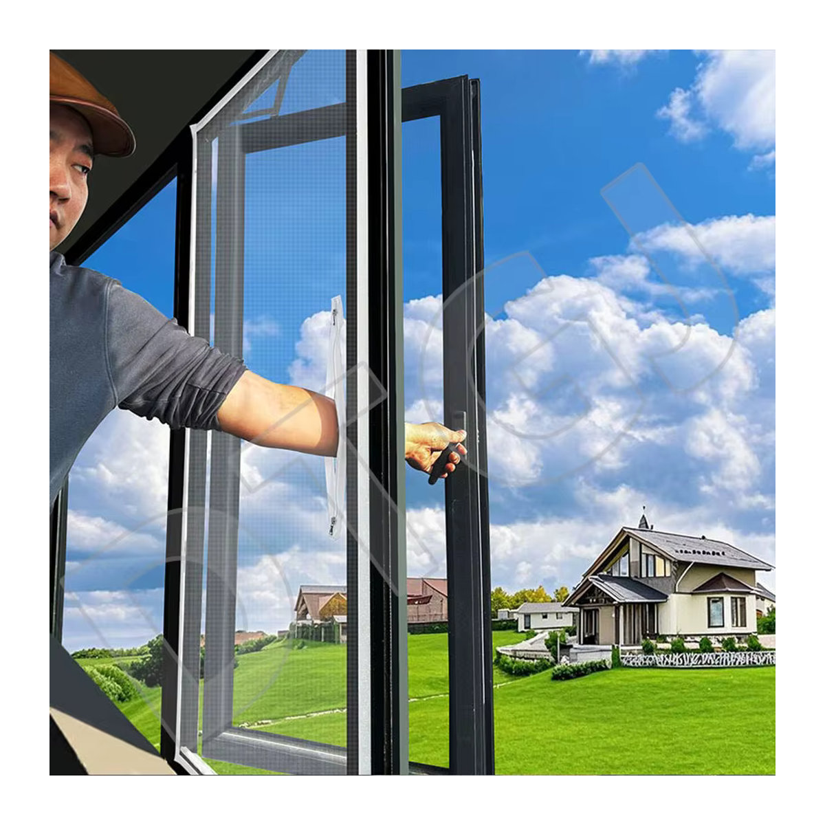 DTGJ Moskitonetz-Fenstergitter mit Reißverschlussgriff aus weißem Tüll und Fiberglas, rechteckig - Bild 2