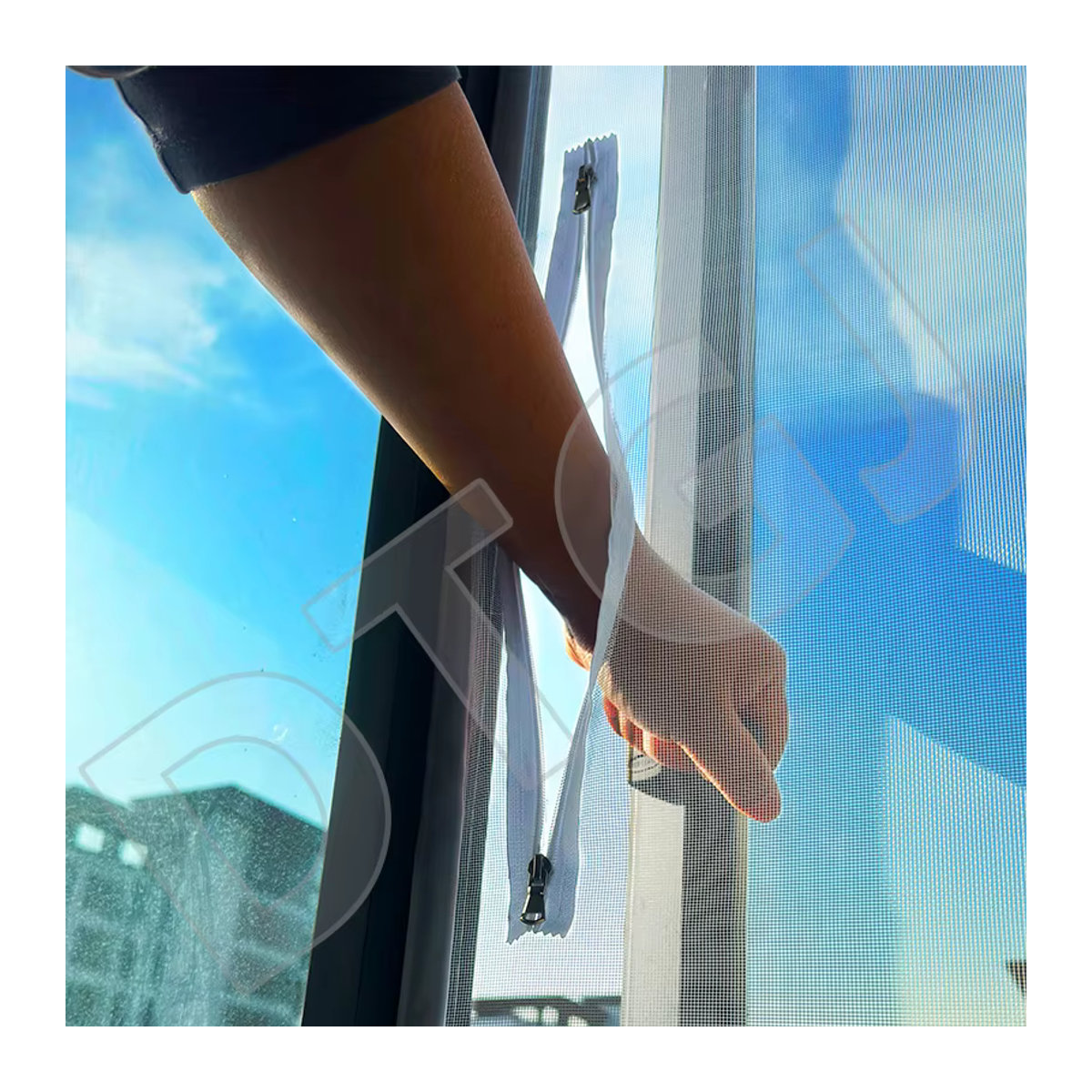 DTGJ Moskitonetz-Fenstergitter mit Reißverschlussgriff aus weißem Tüll und Fiberglas, rechteckig - Bild 3