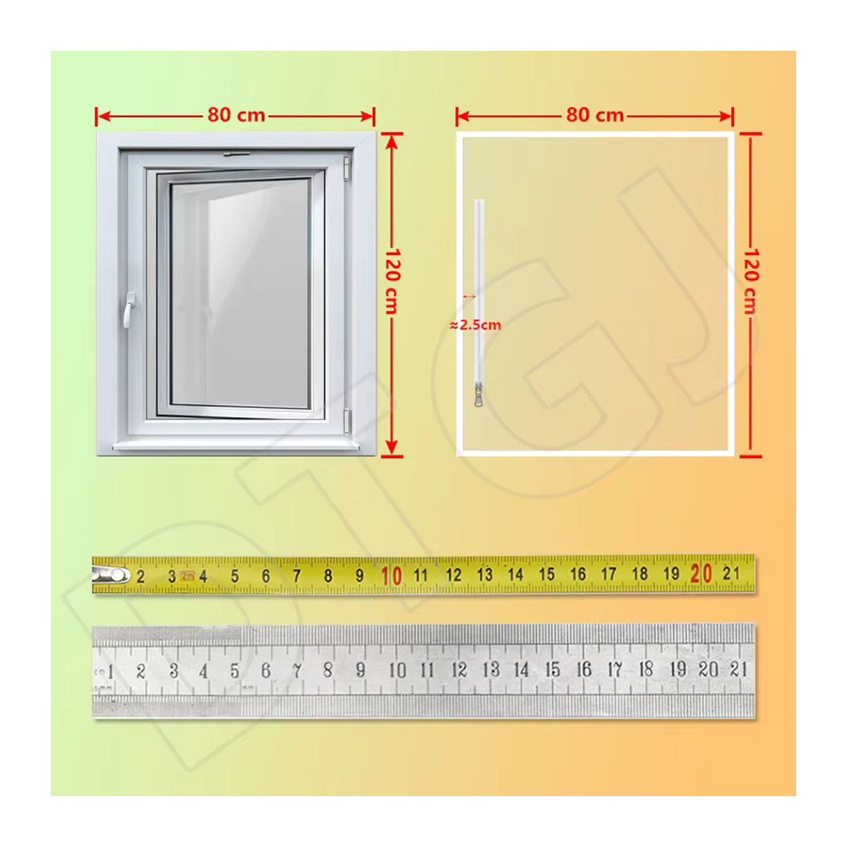 DTGJ Moskitonetz-Fenstergitter mit Reißverschlussgriff aus weißem Tüll und Fiberglas, rechteckig - Bild 5