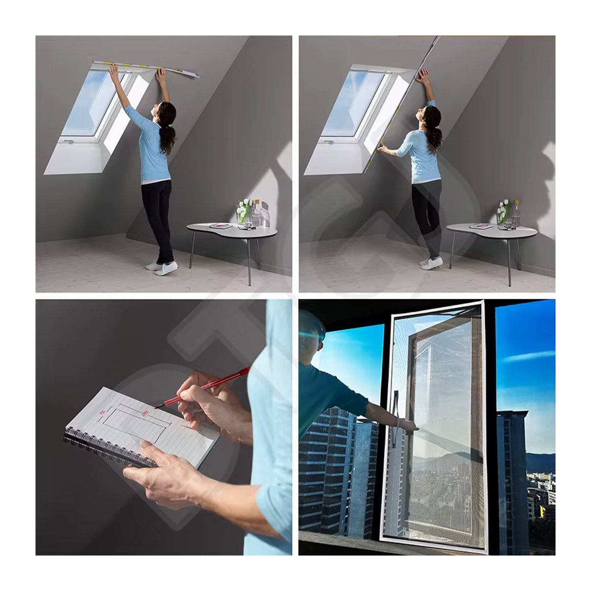 DTGJ Moskitonetz-Fenstergitter mit Reißverschlussgriff aus weißem Tüll und Fiberglas, rechteckig - Bild 6