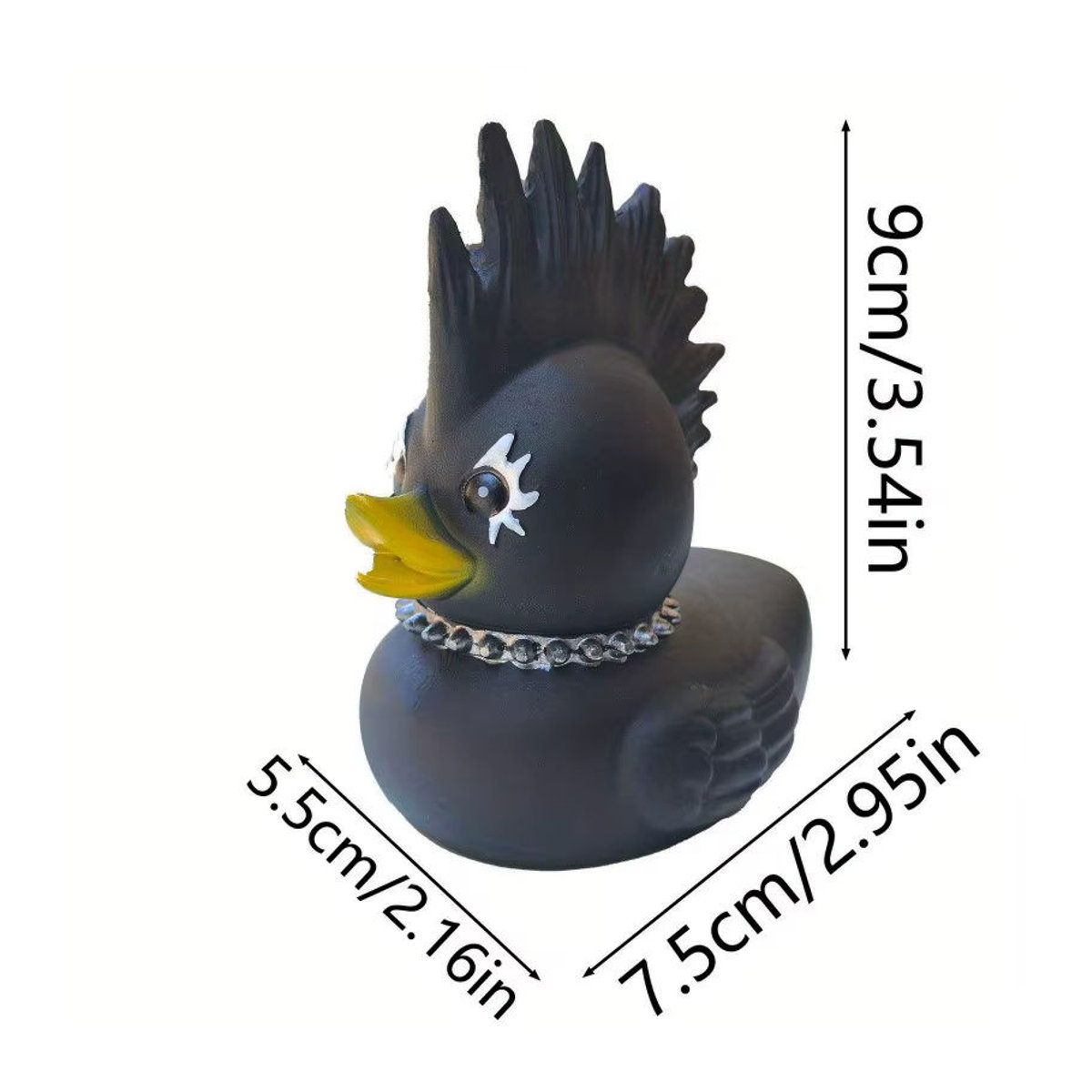 Duckieville Satan Ente Punk Rock Dekofigur aus Kunstharz in Schwarz für Halloween und Desktop-Dekoration - Bild 2