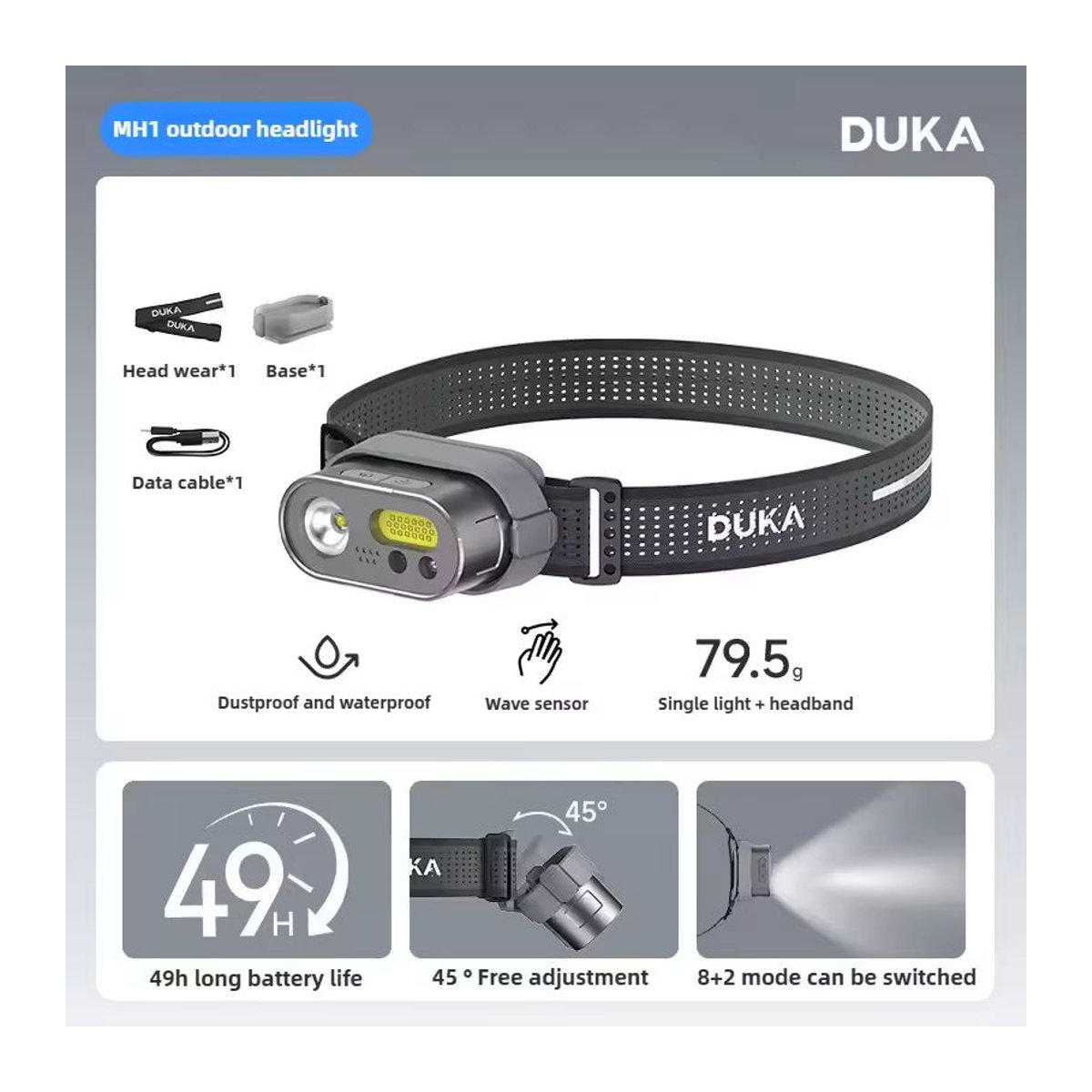 DUKA ATuMan MH1 Smart Multifunktions-Scheinwerfer mit Gestensteuerung und Induktion, wiederaufladbare LED-Taschenlampe für Outdoor, Camping und Angeln - Bild 4