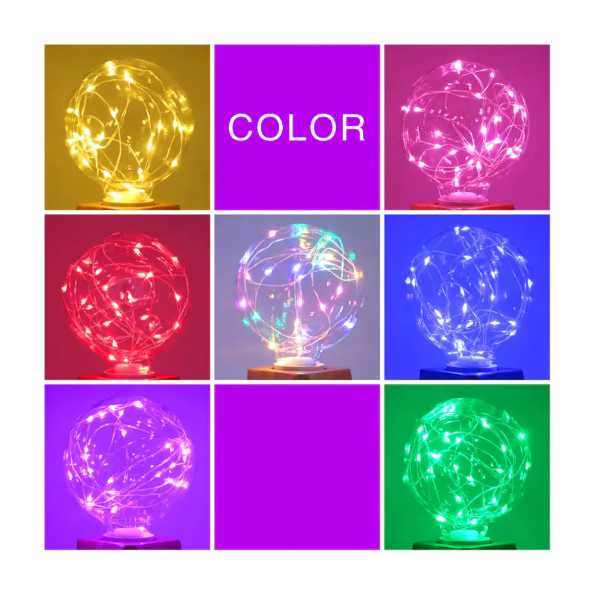 Duncelri LED Edison Retro Glühbirne G95 aus Glas mit E27 Fassung in Bunt - Bild 3
