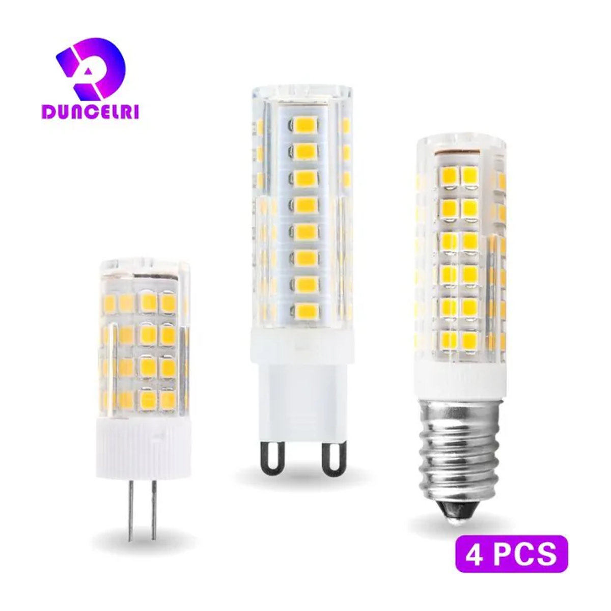 Duncelri LED Lampen Set 4er Pack für G4 G9 E14 Fassungen SMD2835 Mais Birnen als Ersatz für Halogen Kronleuchter Licht AC 220 V - Bild 1