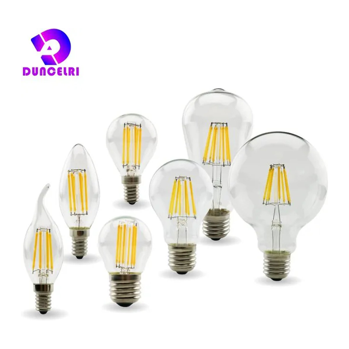Duncelri Retro Edison LED Glühlampe aus Glas in Warmweiß für E27 E14 Fassungen - Bild 1